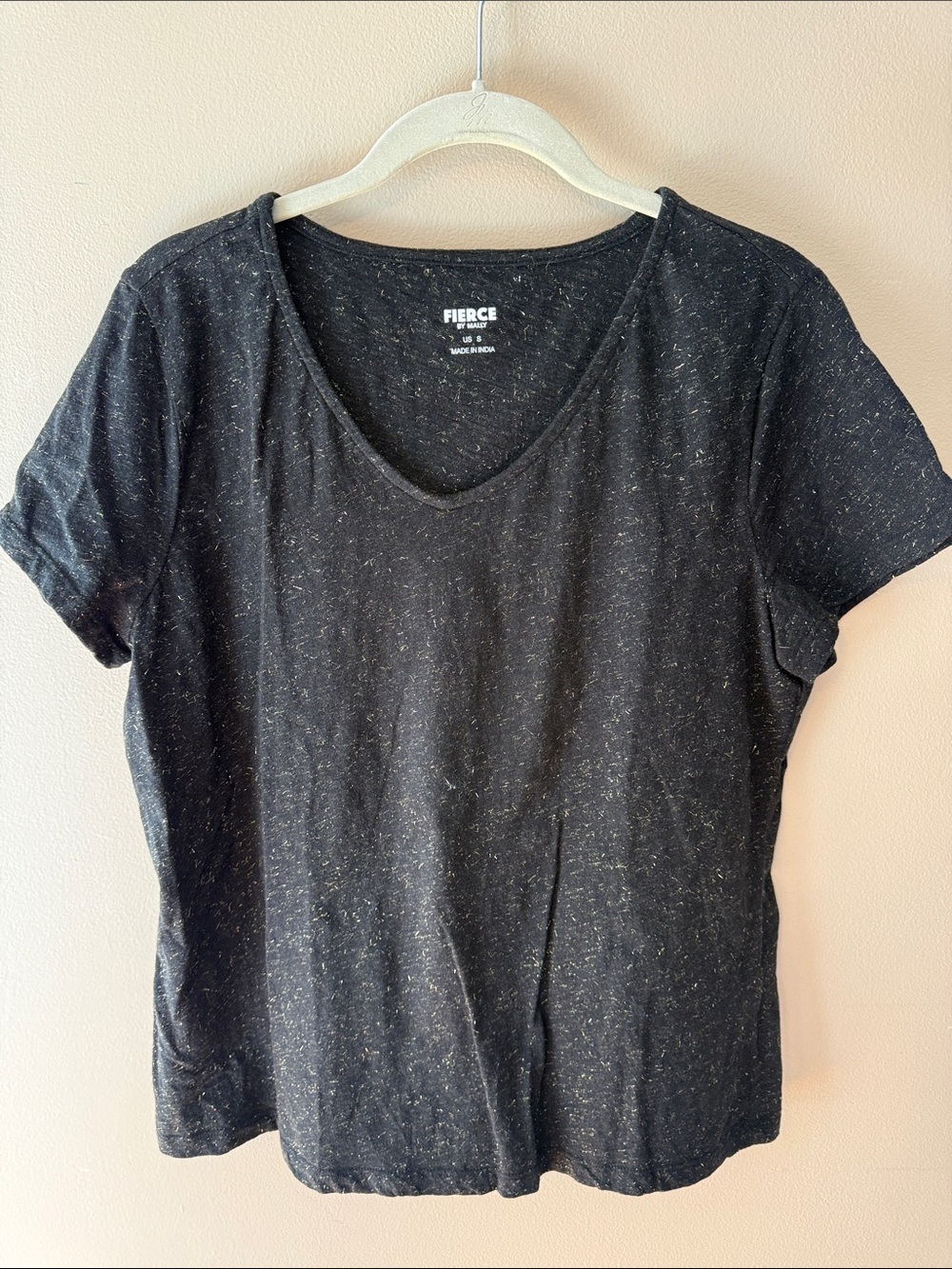 Black Speckled V-Neck Short Sleeve Tee
